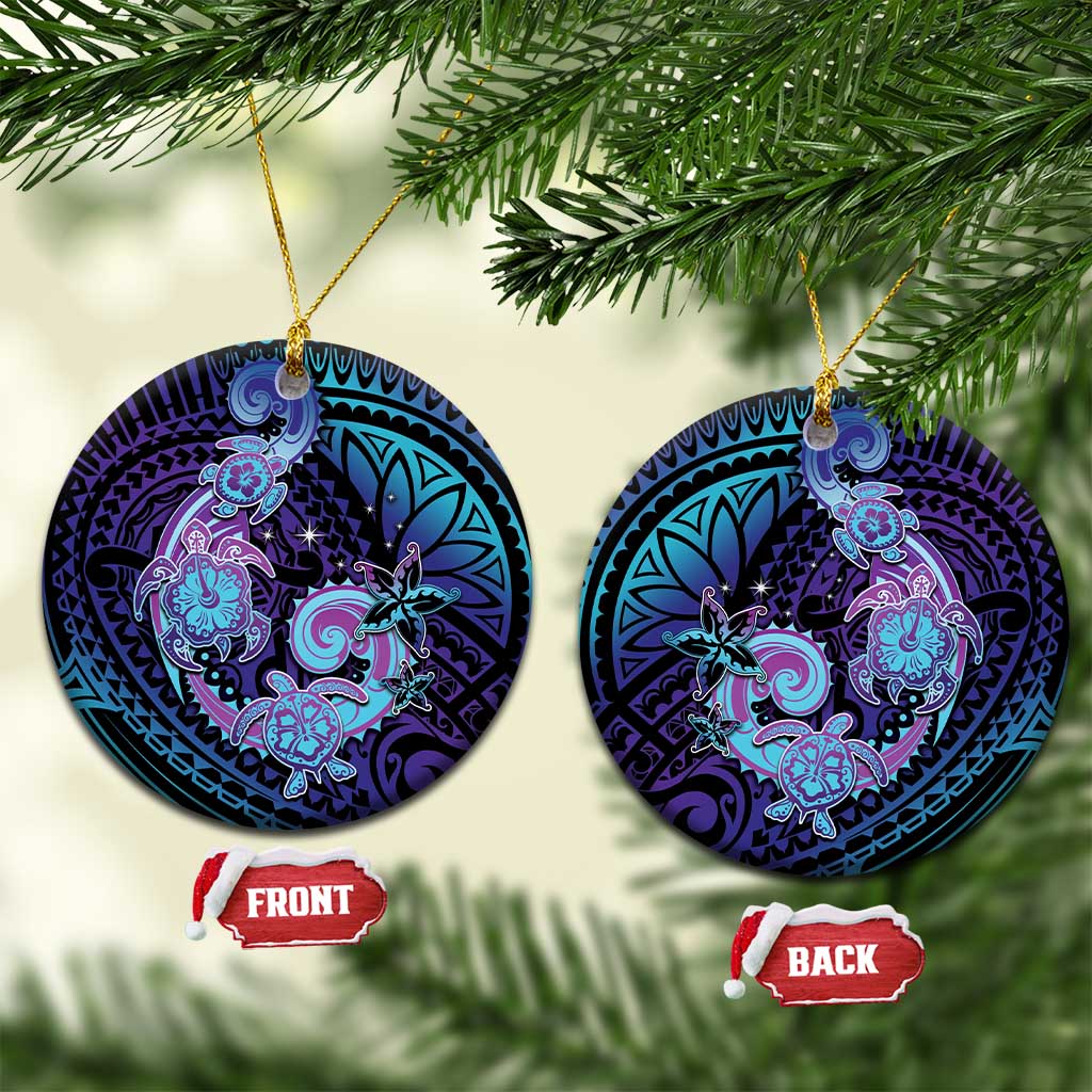 Hawaii Makahiki Turtle Ceramic Ornament Spiral Polynesian Tattoo LT05 Circle Purple - Polynesian Pride
