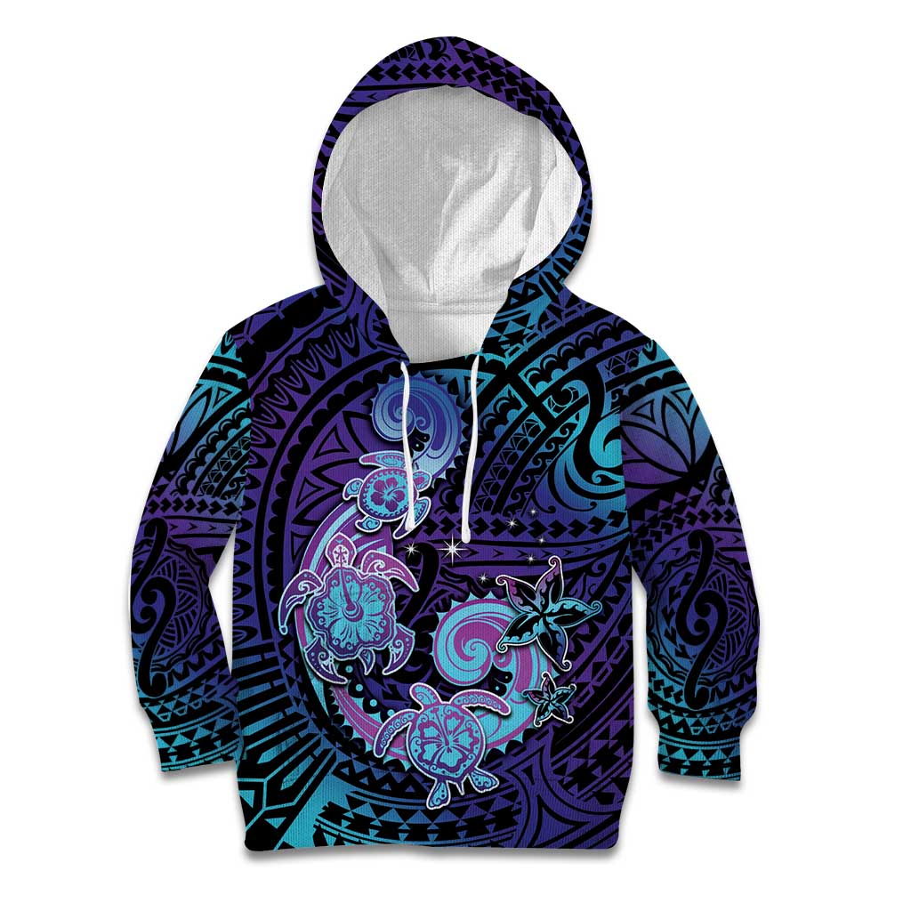 Hawaii Makahiki Turtle Kid Hoodie Spiral Polynesian Tattoo LT05 Hoodie Purple - Polynesian Pride