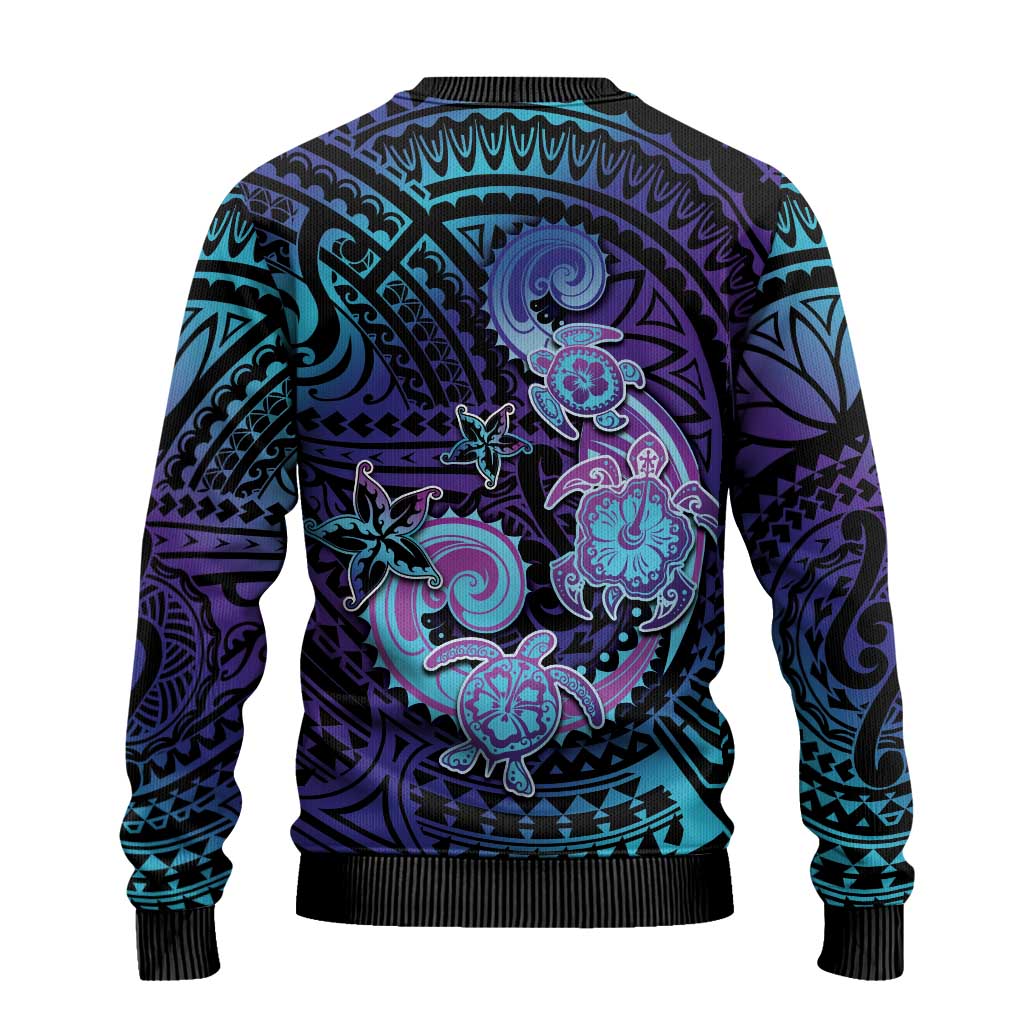 Hawaii Makahiki Turtle Ugly Christmas Sweater Spiral Polynesian Tattoo LT05 - Polynesian Pride