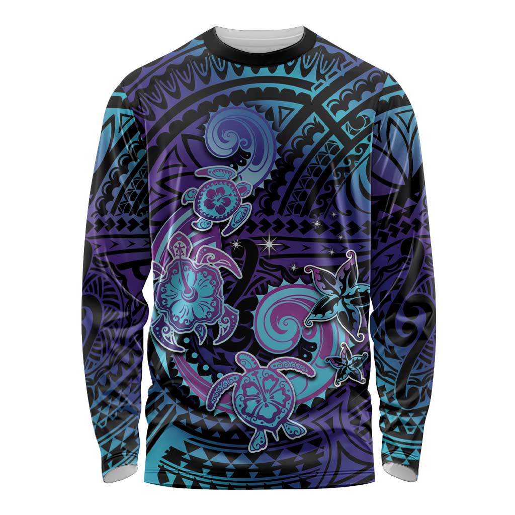 Hawaii Makahiki Turtle Long Sleeve Shirt Spiral Polynesian Tattoo LT05 Unisex Purple - Polynesian Pride