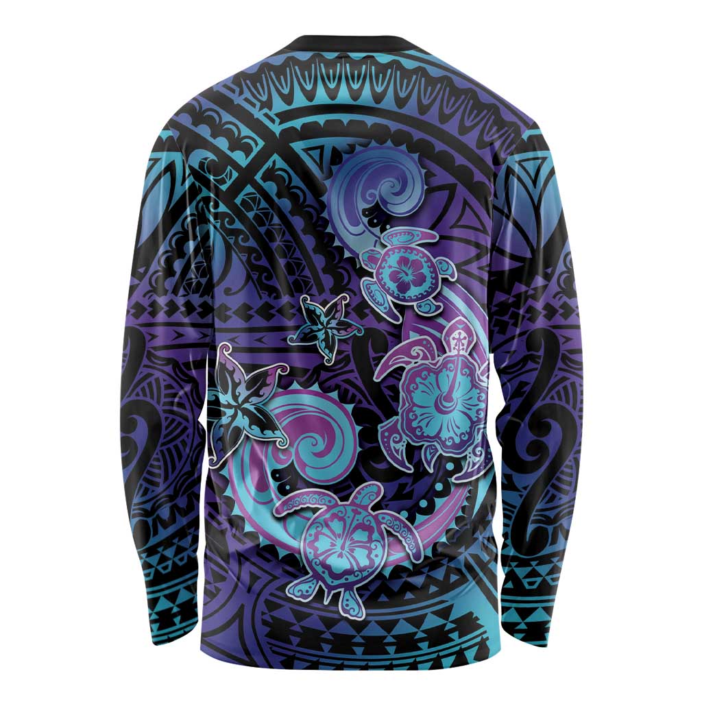 Hawaii Makahiki Turtle Long Sleeve Shirt Spiral Polynesian Tattoo LT05 - Polynesian Pride