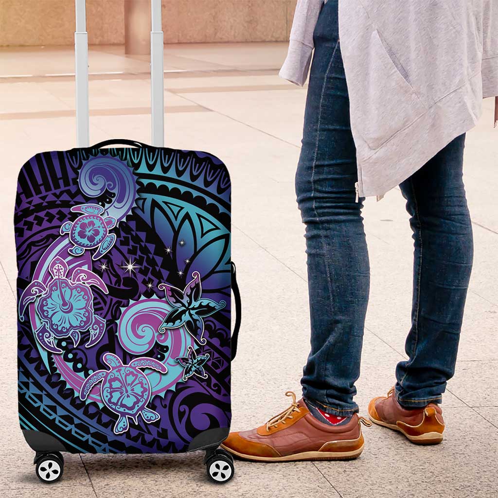 Hawaii Makahiki Turtle Luggage Cover Spiral Polynesian Tattoo LT05 Purple - Polynesian Pride
