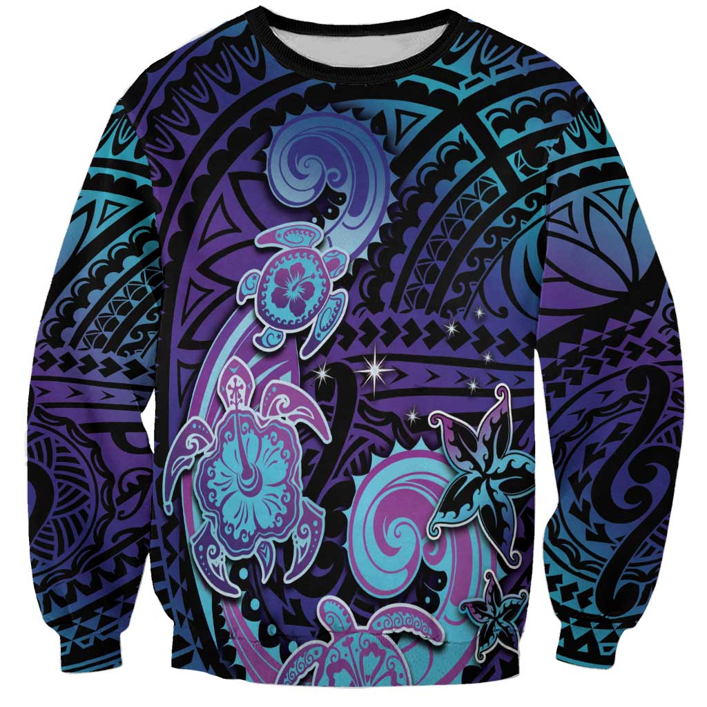 Hawaii Makahiki Turtle Sweatshirt Spiral Polynesian Tattoo LT05 Unisex Purple - Polynesian Pride