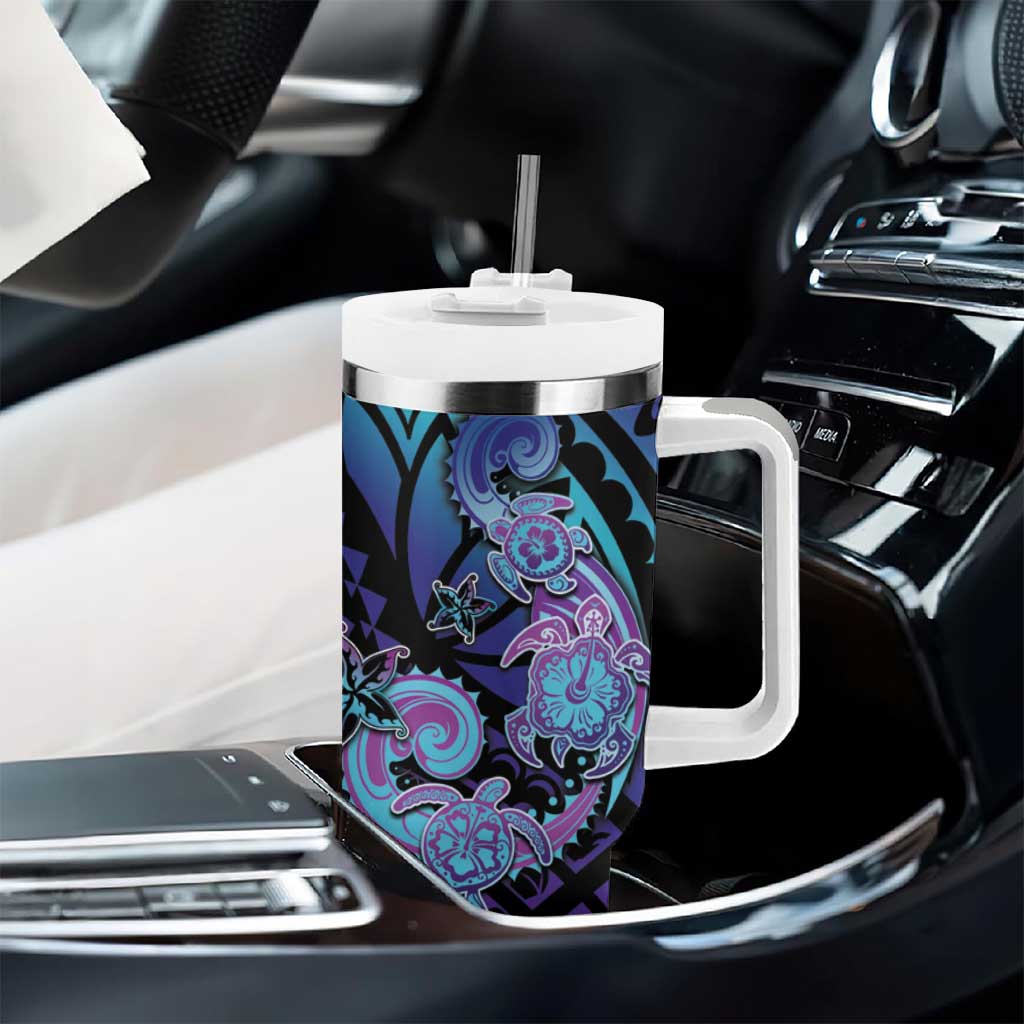 Hawaii Makahiki Turtle Tumbler With Handle Spiral Polynesian Tattoo LT05 - Polynesian Pride