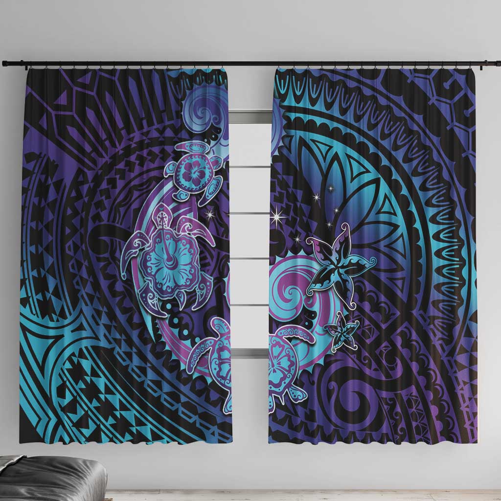 Hawaii Makahiki Turtle Window Curtain Spiral Polynesian Tattoo LT05 With Hooks Purple - Polynesian Pride