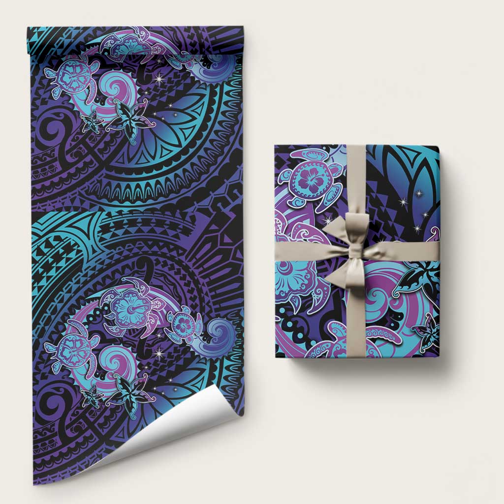 Hawaii Makahiki Turtle Wrapping Paper Spiral Polynesian Tattoo LT05 58" × 23" Purple - Polynesian Pride
