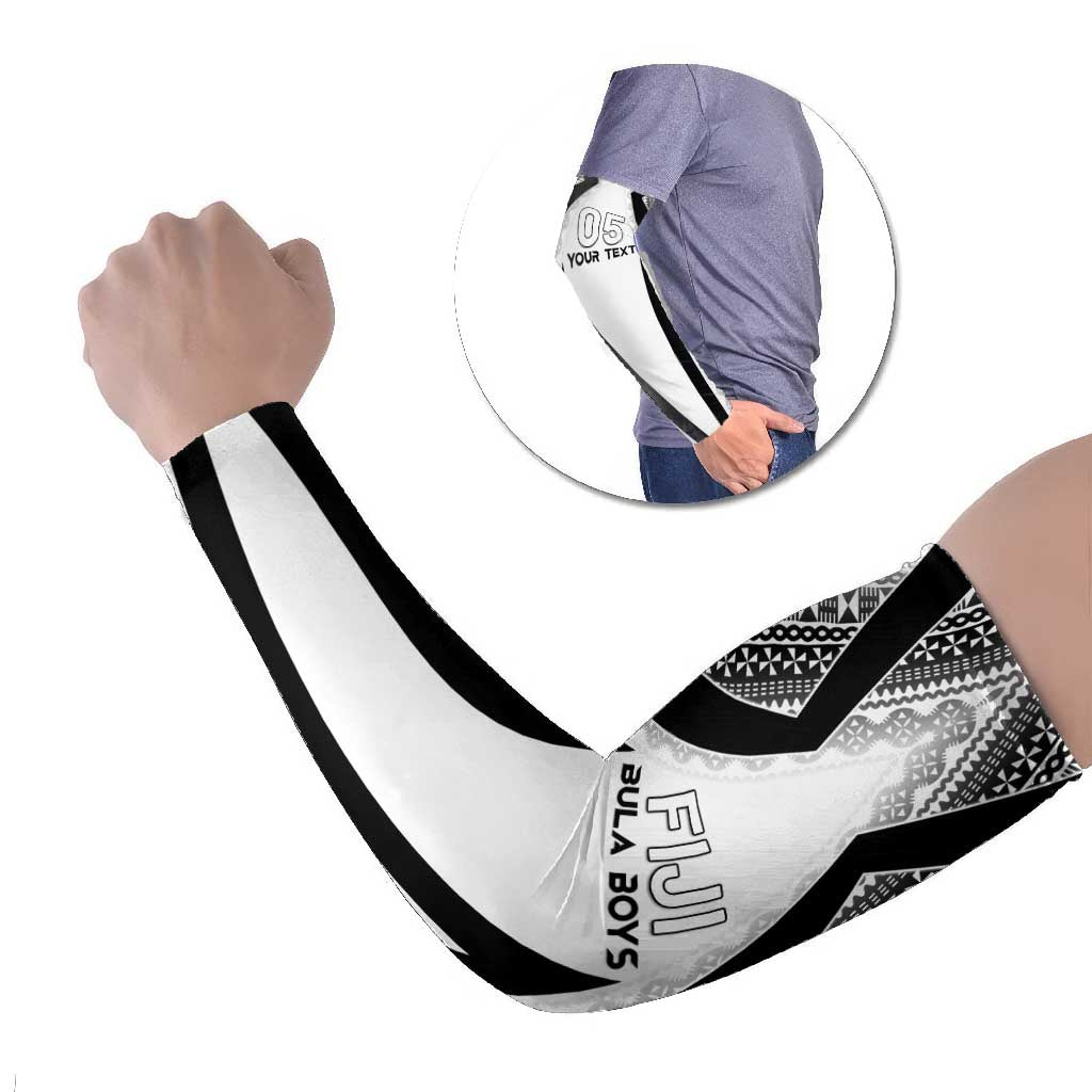 Custom Bula Fiji Football Arm Sleeves Go Champions LT05 Set of 2 White - Polynesian Pride
