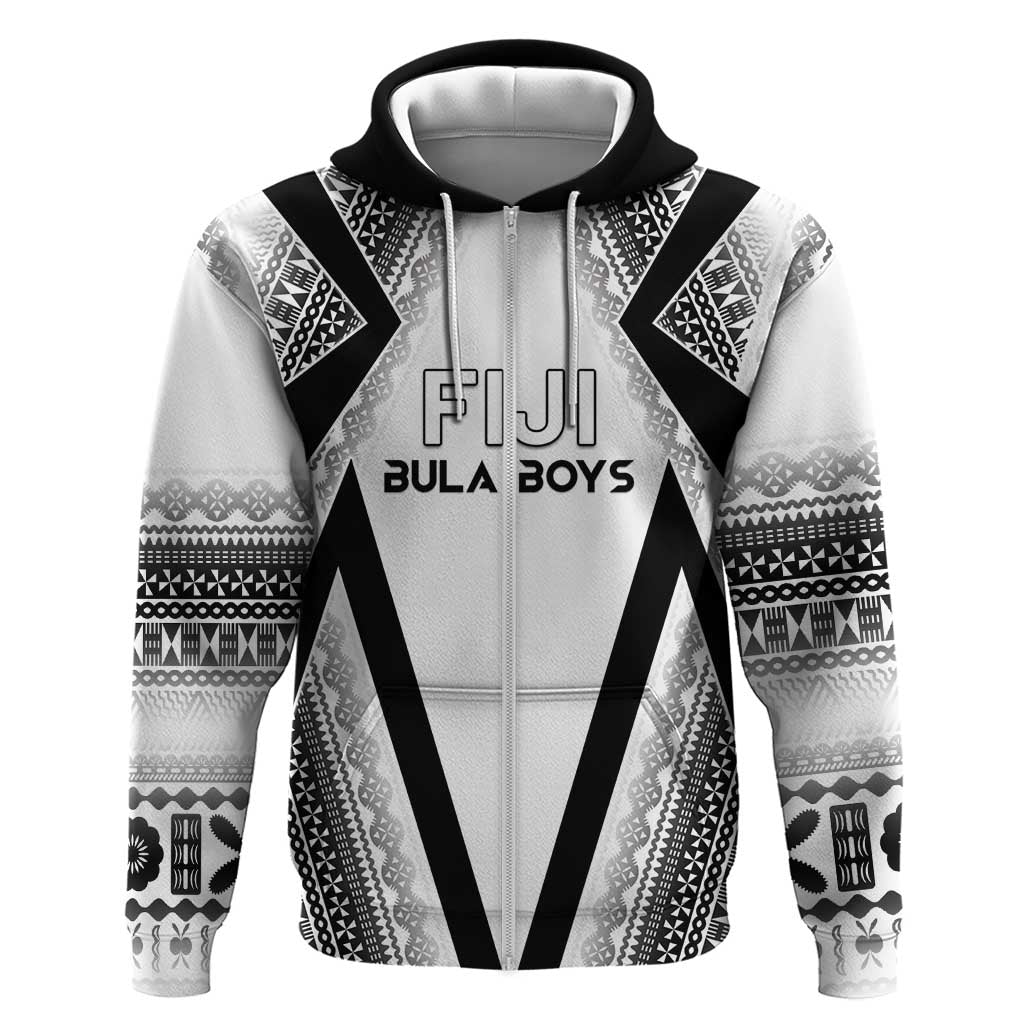 Custom Bula Fiji Football Hoodie Go Champions LT05 Zip Hoodie White - Polynesian Pride