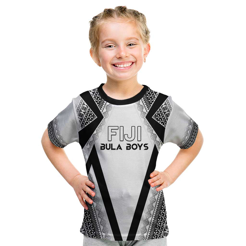 Custom Bula Fiji Football Kid T Shirt Go Champions LT05 White - Polynesian Pride