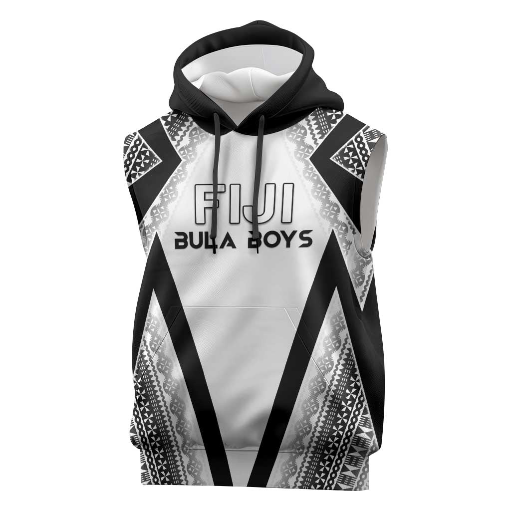 Custom Bula Fiji Football Sleeveless Hoodie Go Champions LT05 White - Polynesian Pride