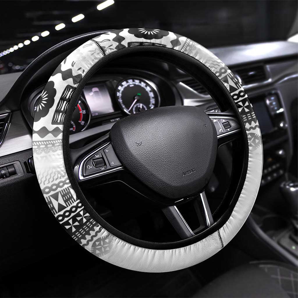 Bula Fiji Football Steering Wheel Cover Go Champions LT05 Universal Fit White - Polynesian Pride