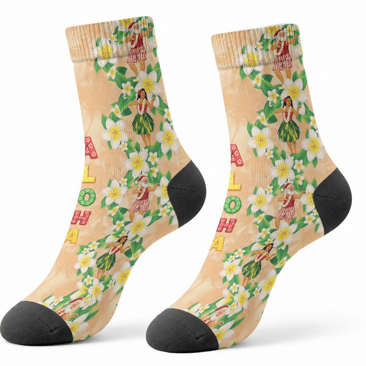 Aloha Hawaii Chilly Christmas Crew Socks Tropical Vibes LT05 - Polynesian Pride