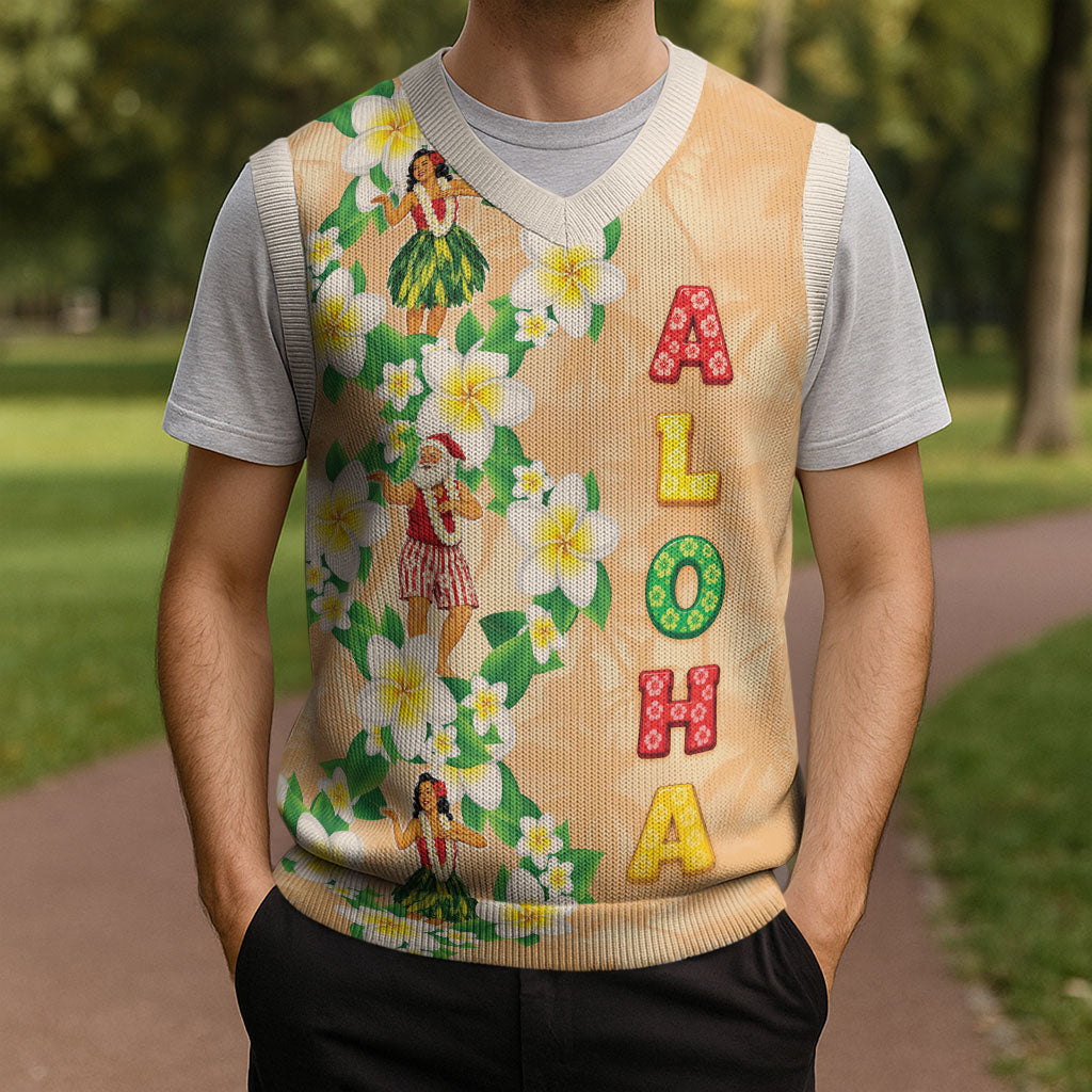 Aloha Hawaii Chilly Christmas Knitted V-Neck Vest Tropical Vibes