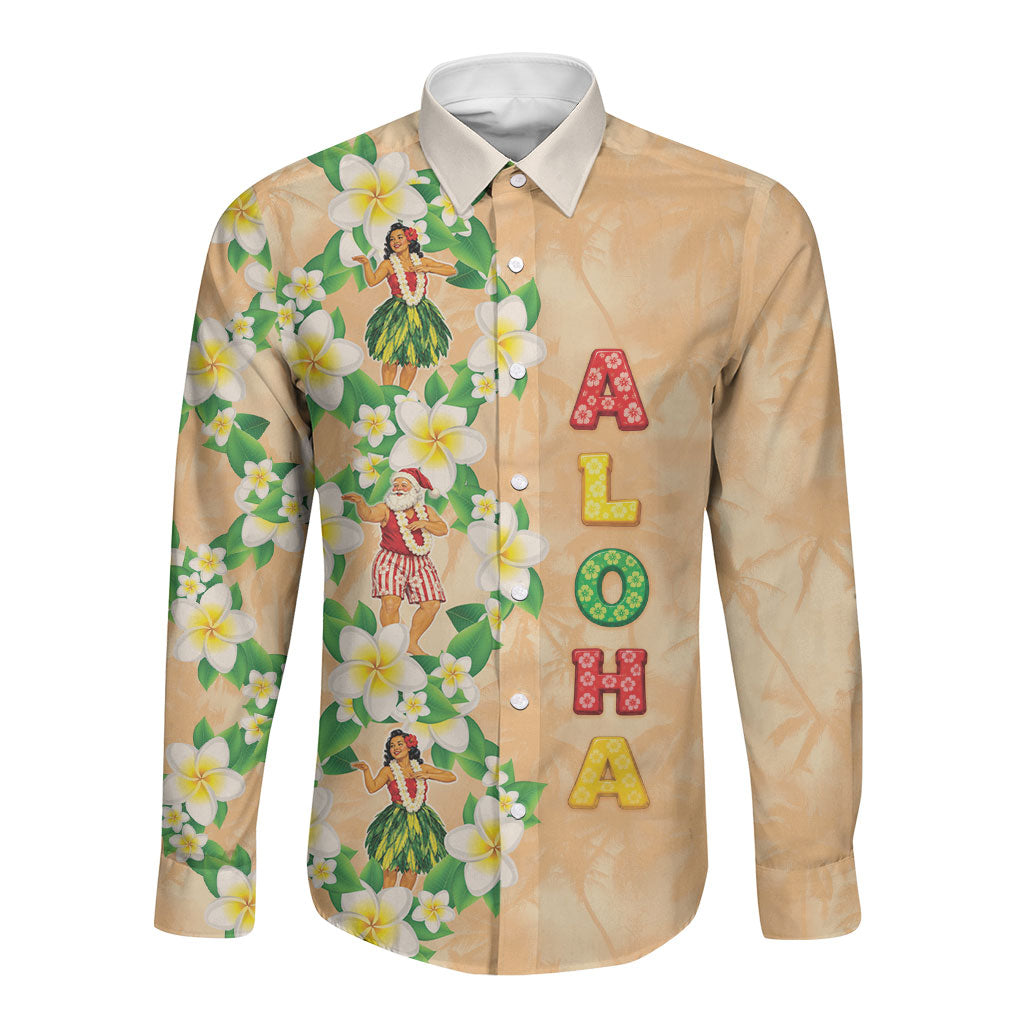 Aloha Hawaii Chilly Christmas Long Sleeve Button Shirt Tropical Vibes LT05 Unisex Beige - Polynesian Pride