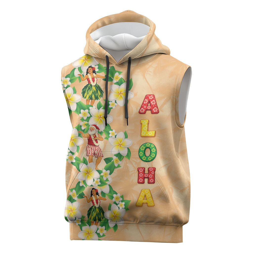 Aloha Hawaii Chilly Christmas Sleeveless Hoodie Tropical Vibes LT05 Beige - Polynesian Pride