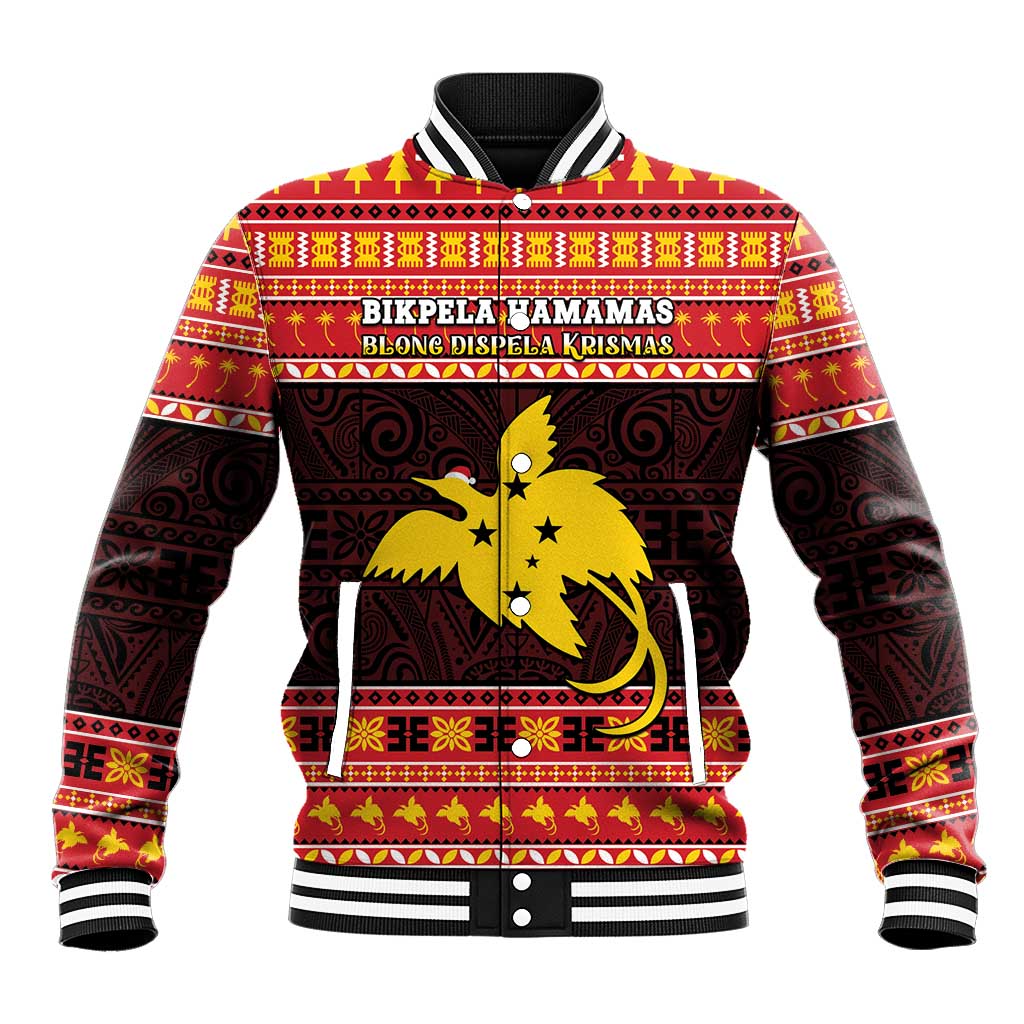 Papua New Guinea Christmas Baseball Jacket Santa Raggiana LT05 Unisex Red - Polynesian Pride
