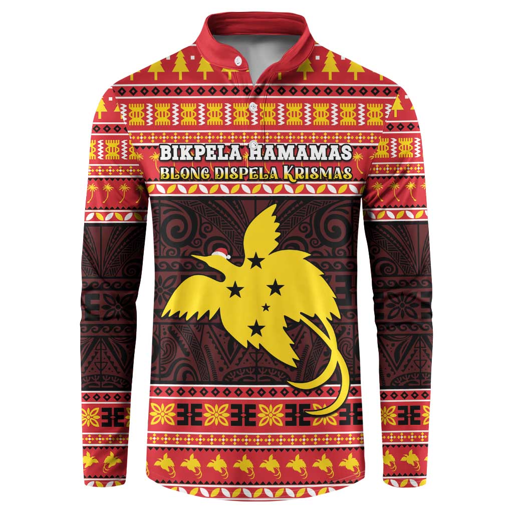 Papua New Guinea Christmas Button Sweatshirt Santa Raggiana LT05 Red - Polynesian Pride