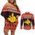 Papua New Guinea Christmas Couples Matching Off Shoulder Short Dress and Long Sleeve Button Shirt Santa Raggiana