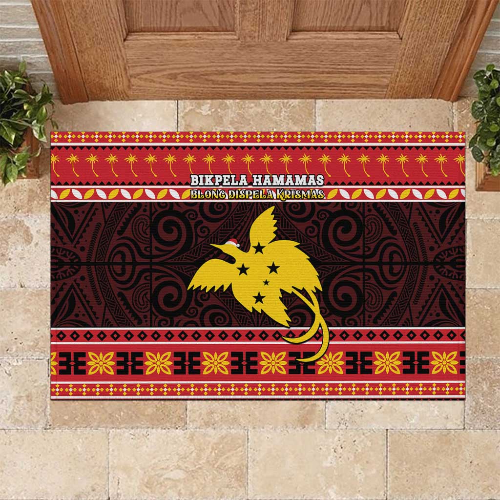 Papua New Guinea Christmas Rubber Doormat Santa Raggiana LT05 Red - Polynesian Pride