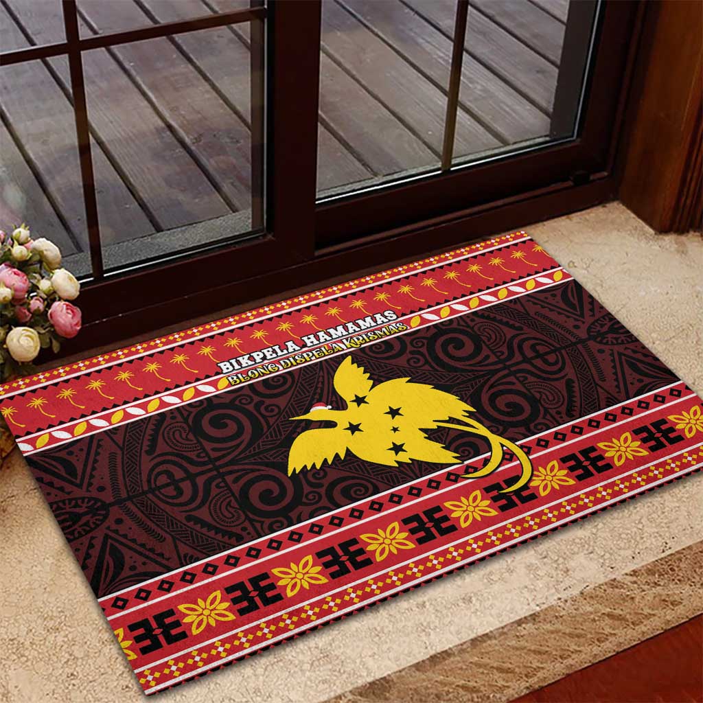 Papua New Guinea Christmas Rubber Doormat Santa Raggiana LT05 - Polynesian Pride