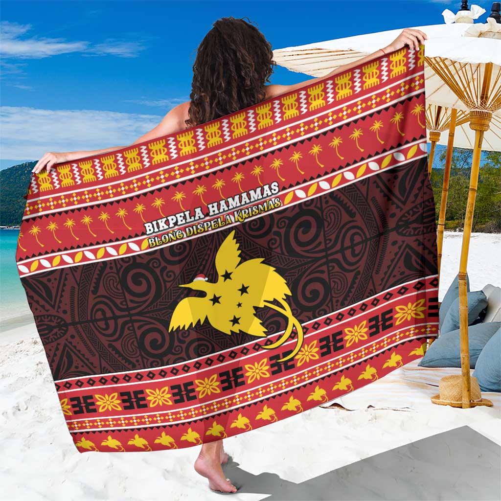 Papua New Guinea Christmas Sarong Santa Raggiana LT05 One Size 44 x 66 inches Red - Polynesian Pride