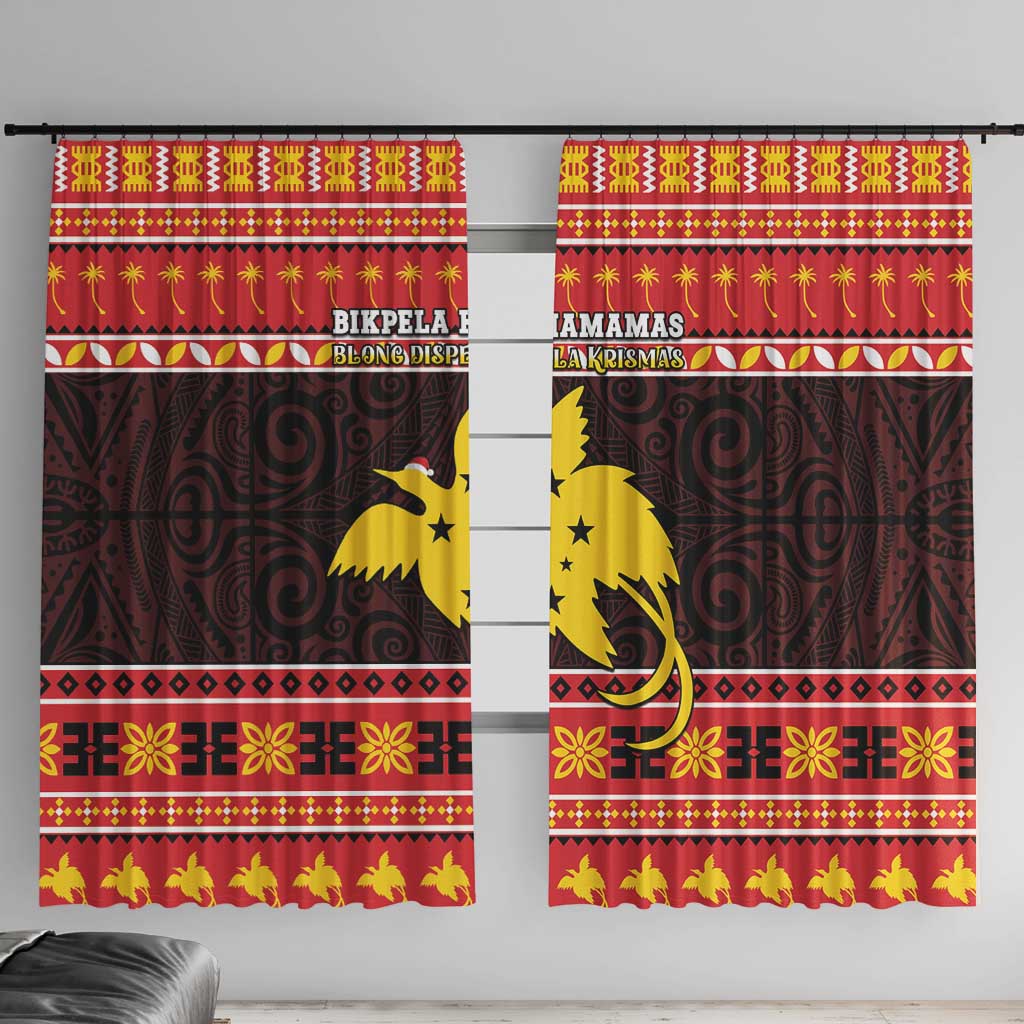 Papua New Guinea Christmas Window Curtain Santa Raggiana LT05 With Hooks Red - Polynesian Pride