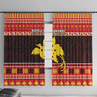 Papua New Guinea Christmas Window Curtain Santa Raggiana LT05 With Hooks Red - Polynesian Pride