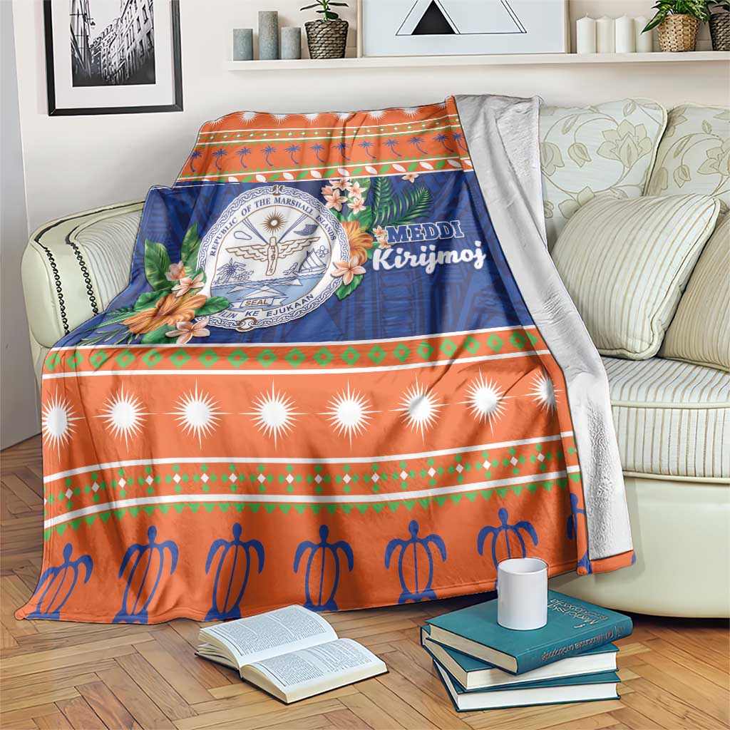 Marshall Islands Christmas Blanket Marshallese Seal Meddi Kirijmoj LT05 Orange - Polynesian Pride