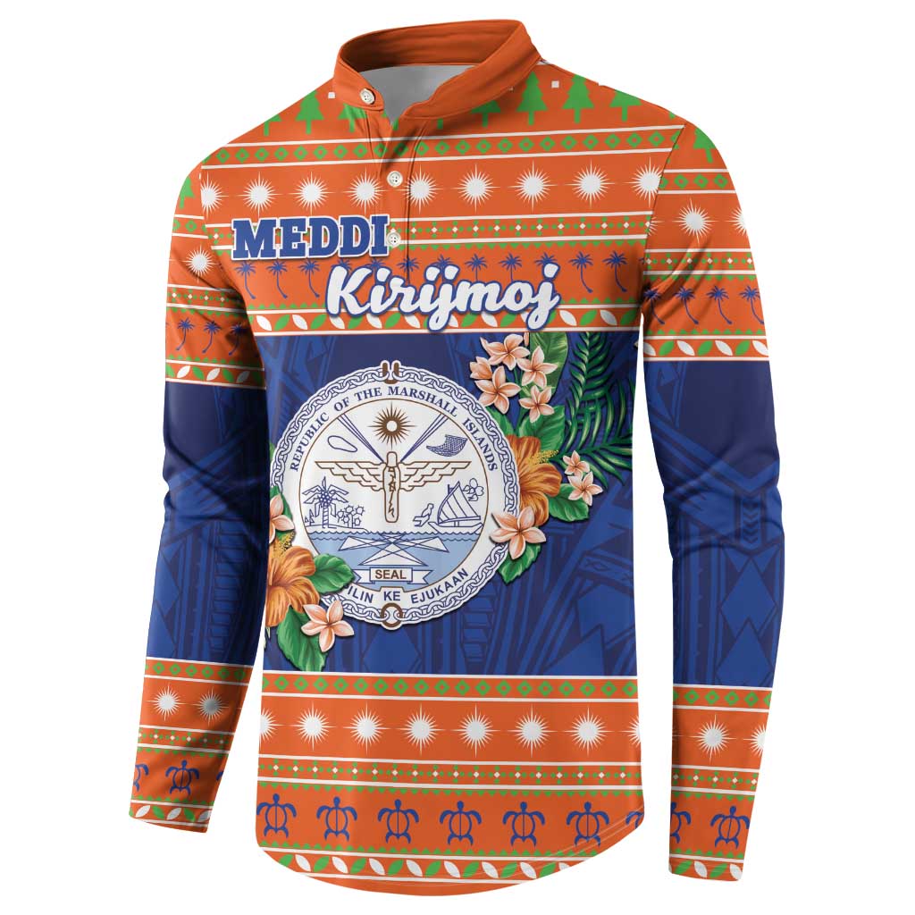 Marshall Islands Christmas Button Sweatshirt Marshallese Seal Meddi Kirijmoj LT05 - Polynesian Pride