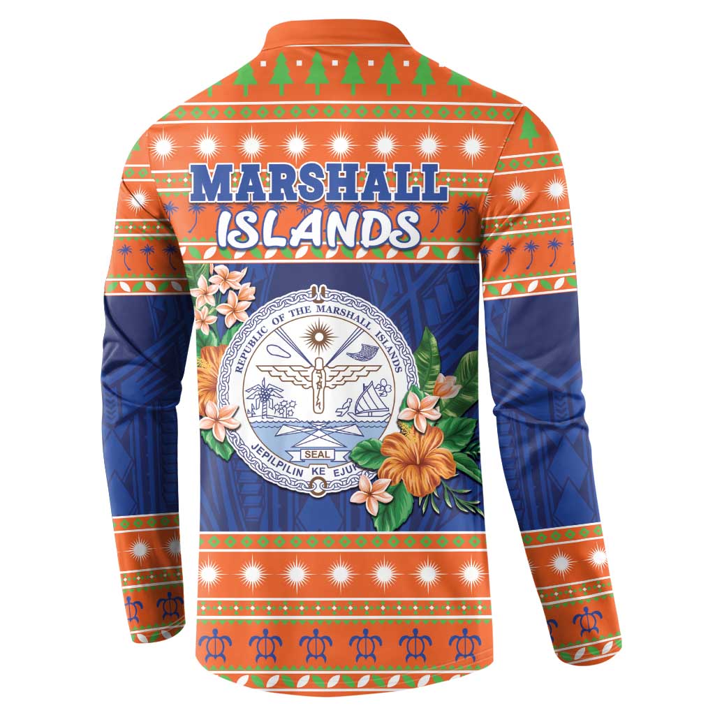 Marshall Islands Christmas Button Sweatshirt Marshallese Seal Meddi Kirijmoj LT05 - Polynesian Pride