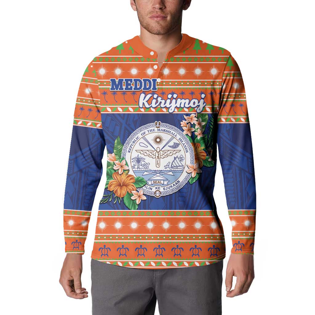 Marshall Islands Christmas Button Sweatshirt Marshallese Seal Meddi Kirijmoj LT05 - Polynesian Pride