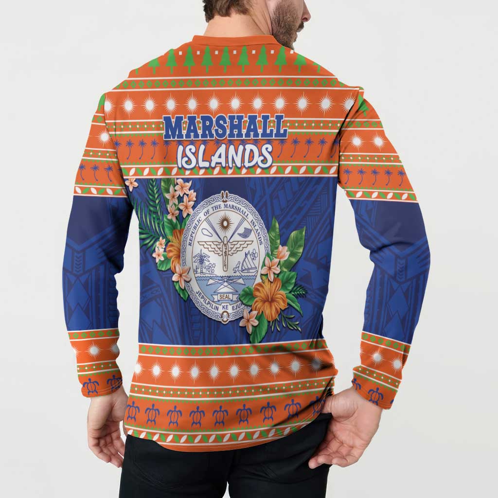 Marshall Islands Christmas Button Sweatshirt Marshallese Seal Meddi Kirijmoj LT05 - Polynesian Pride