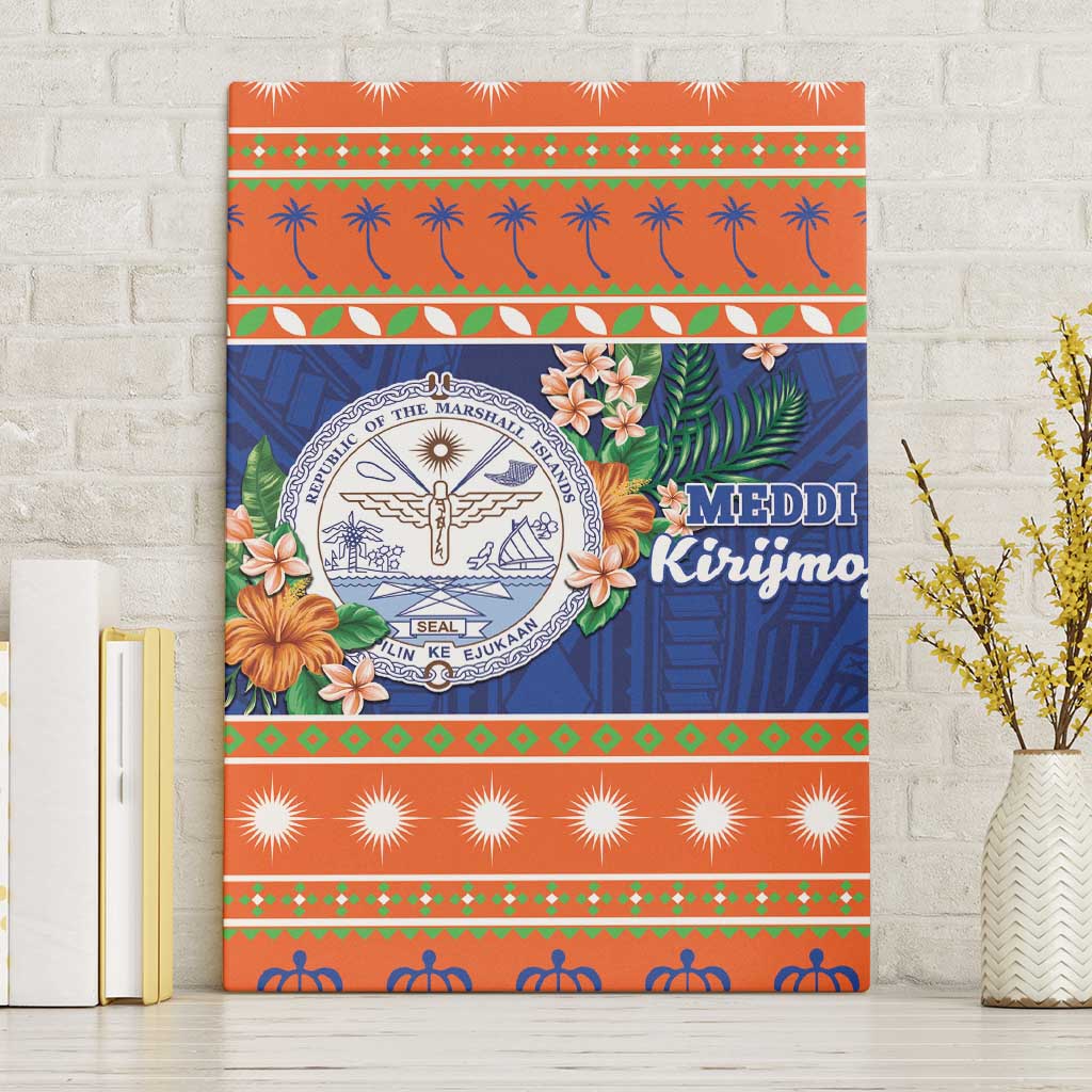 Marshall Islands Christmas Canvas Wall Art Marshallese Seal Meddi Kirijmoj LT05 Without Frame Orange - Polynesian Pride