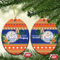 Marshall Islands Christmas Ceramic Ornament Marshallese Seal Meddi Kirijmoj LT05 Oval Orange - Polynesian Pride