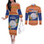 Marshall Islands Christmas Couples Matching Off The Shoulder Long Sleeve Dress and Long Sleeve Button Shirt Marshallese Seal Meddi Kirijmoj