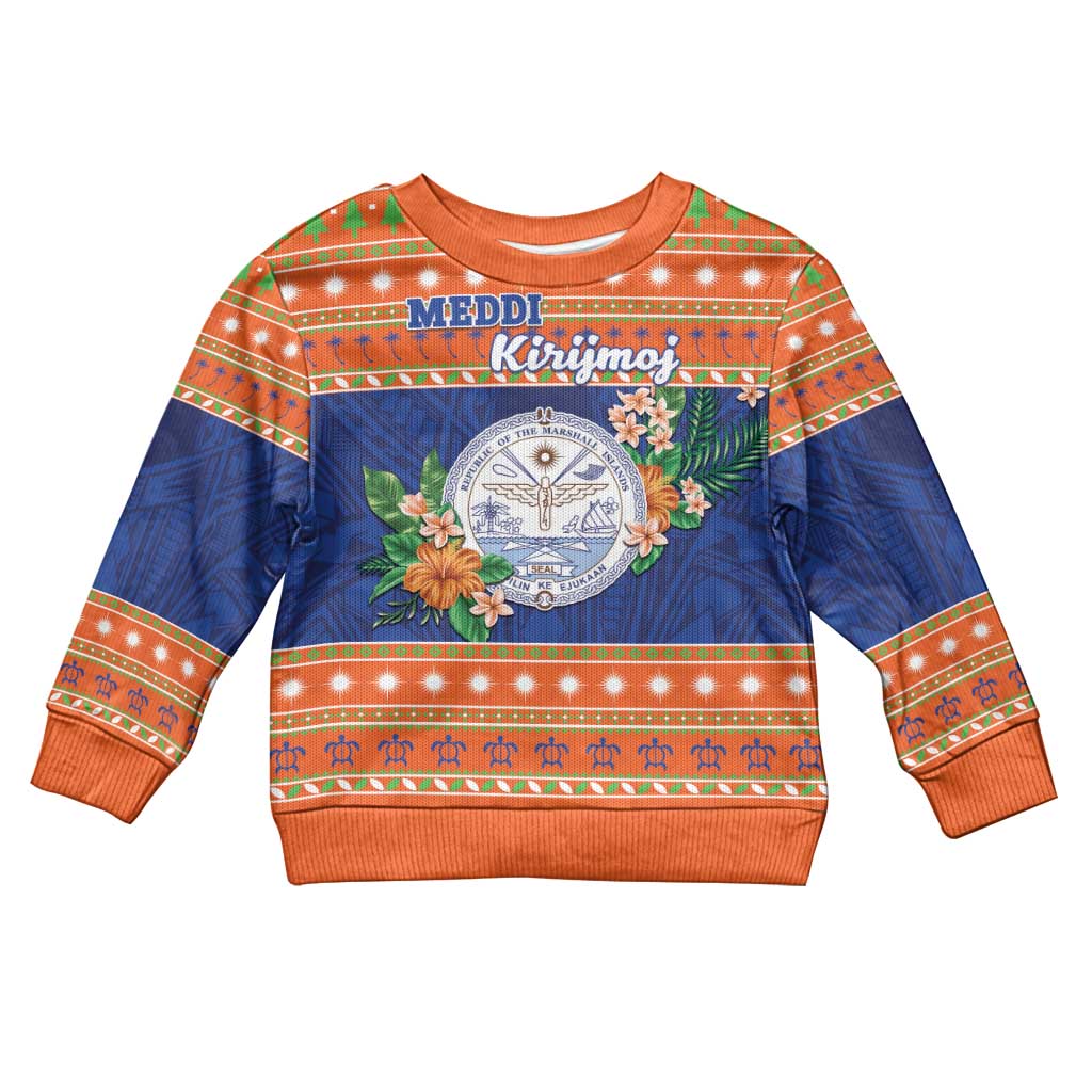 Marshall Islands Christmas Kid Ugly Christmas Sweater Marshallese Seal Meddi Kirijmoj LT05 Kid Orange - Polynesian Pride