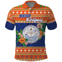 Marshall Islands Christmas Polo Shirt Marshallese Seal Meddi Kirijmoj LT05 Orange - Polynesian Pride