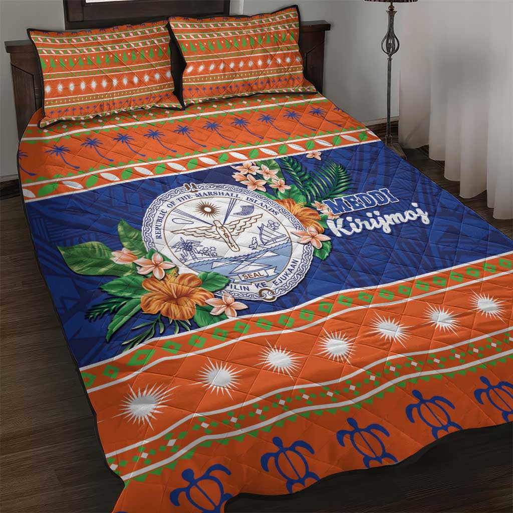 Marshall Islands Christmas Quilt Bed Set Marshallese Seal Meddi Kirijmoj LT05 Orange - Polynesian Pride