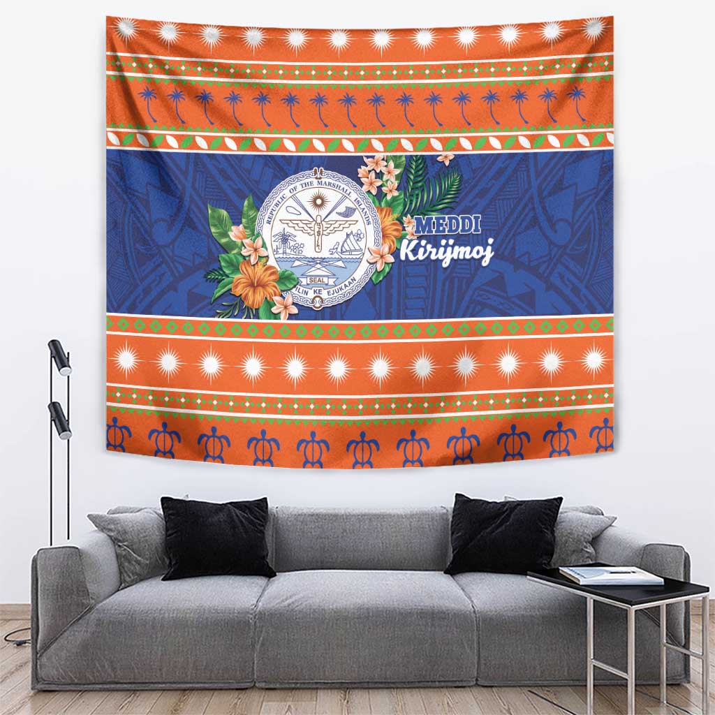 Marshall Islands Christmas Tapestry Marshallese Seal Meddi Kirijmoj LT05 Orange - Polynesian Pride