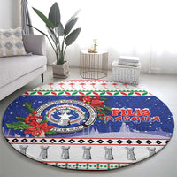 Northern Mariana Islands Christmas Round Carpet Poinsettia Filis Pasgua LT05 - Polynesian Pride
