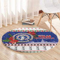 Northern Mariana Islands Christmas Round Carpet Poinsettia Filis Pasgua LT05 - Polynesian Pride