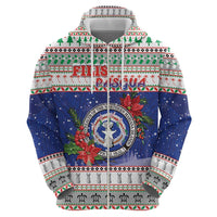Northern Mariana Islands Christmas Zip Hoodie Poinsettia Filis Pasgua LT05 - Polynesian Pride
