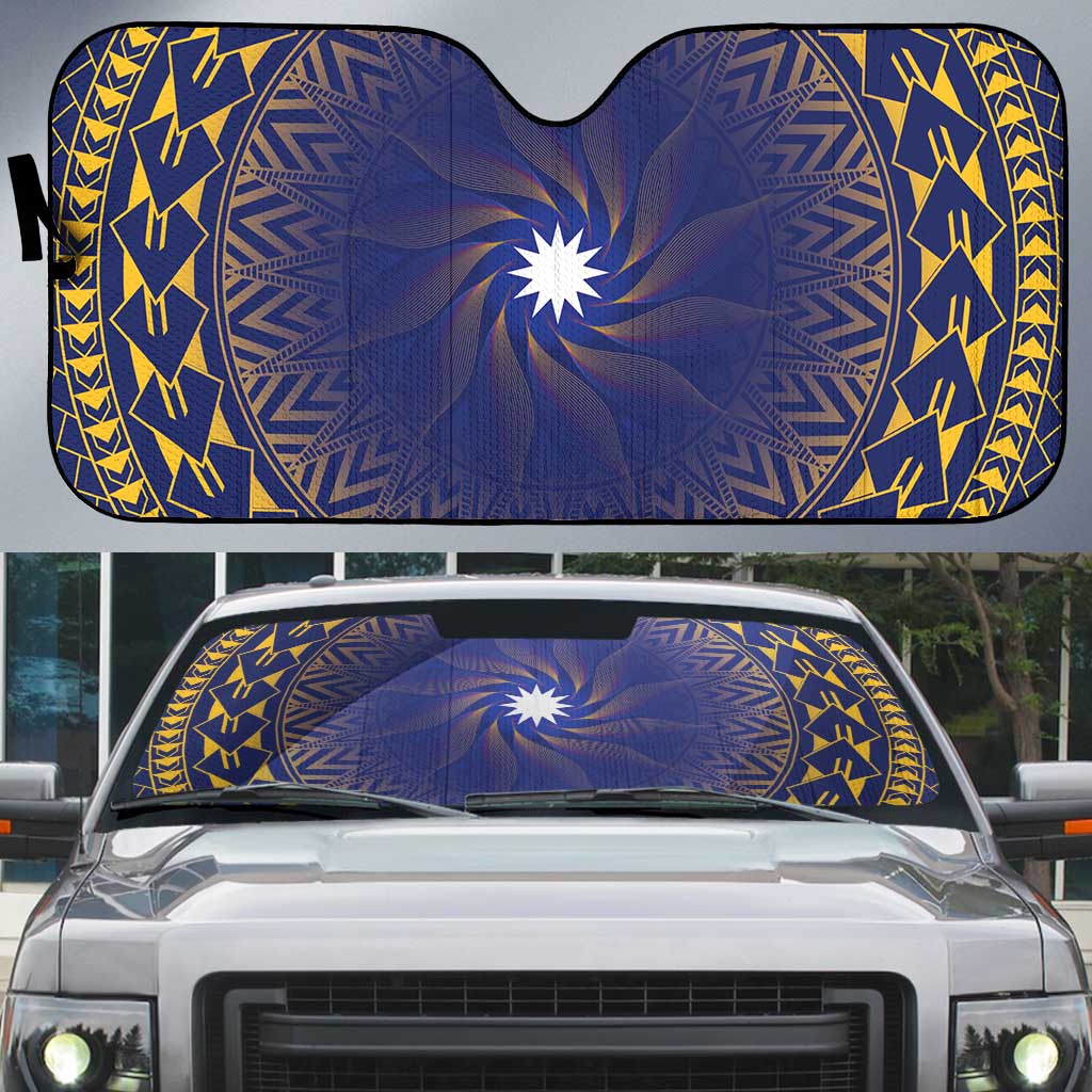 Nauru Angam Day Auto Sun Shade Polynesian Tribal Pattern Unique Style LT05 Blue - Polynesian Pride