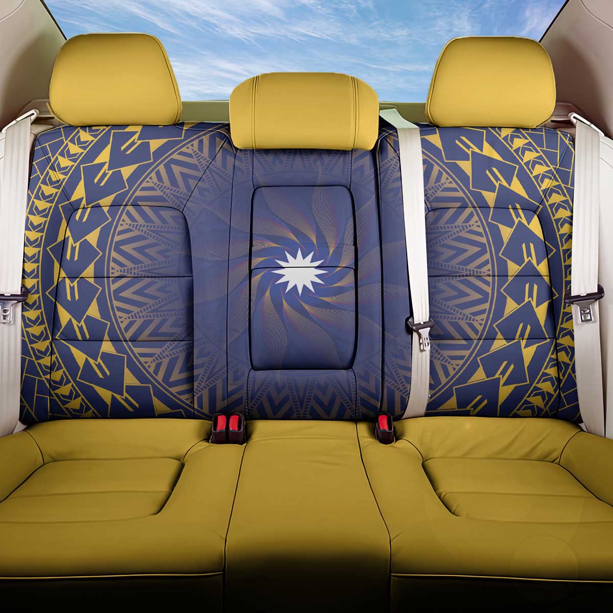 Nauru Angam Day Back Car Seat Cover Polynesian Tribal Pattern Unique Style LT05 One Size Blue - Polynesian Pride
