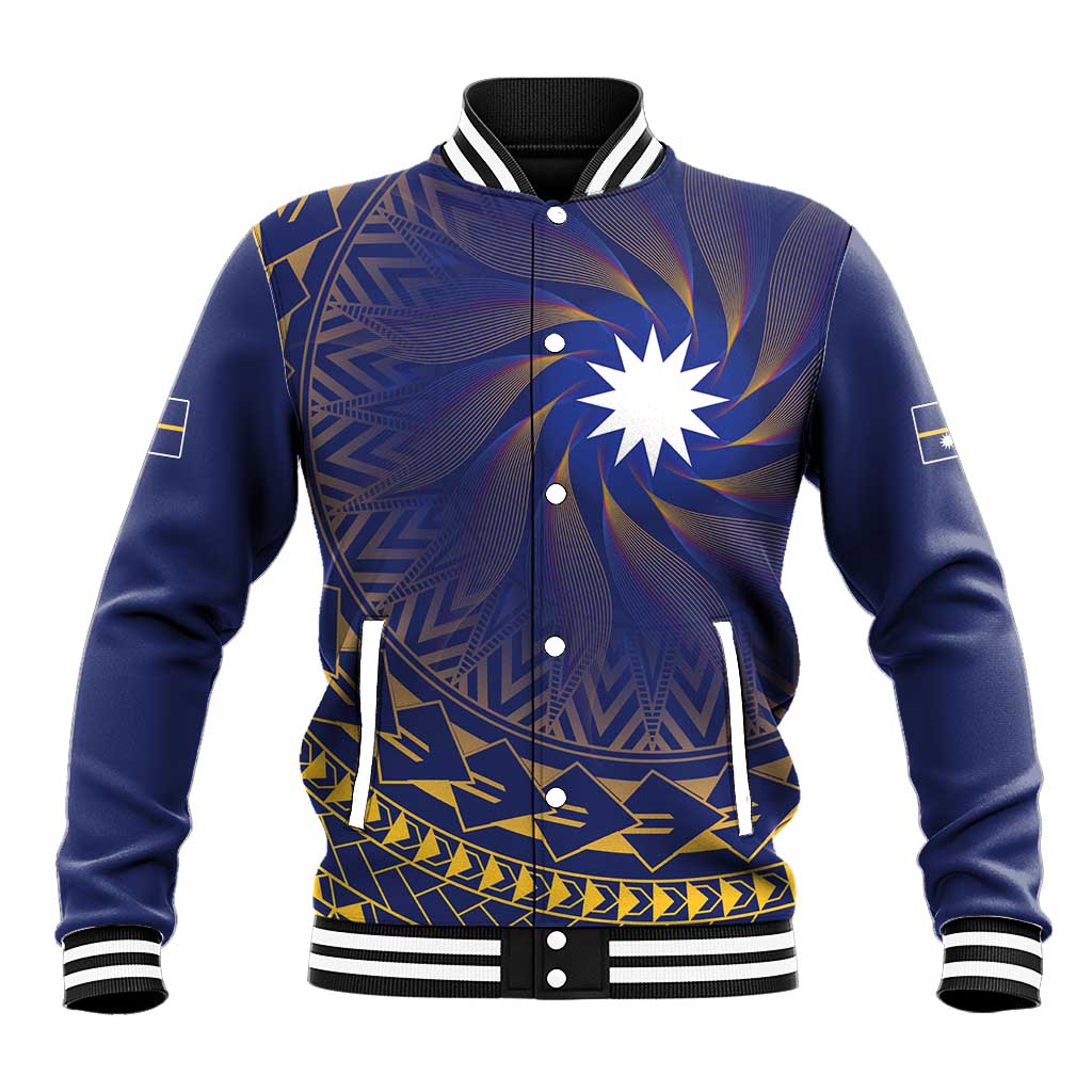 Nauru Angam Day Baseball Jacket Polynesian Tribal Pattern Unique Style LT05 Unisex Blue - Polynesian Pride