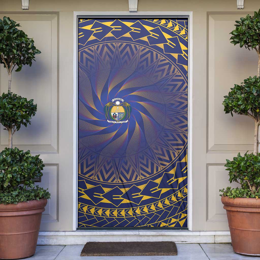 Nauru Angam Day Door Cover Polynesian Tribal Pattern Unique Style LT05 Blue - Polynesian Pride