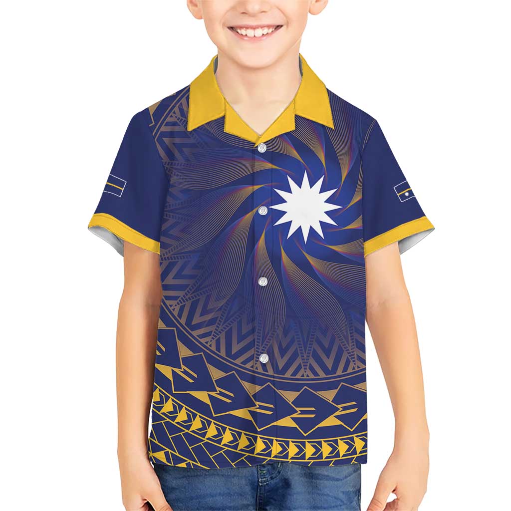 Nauru Angam Day Kid Hawaiian Shirt Polynesian Tribal Pattern Unique Style LT05 Kid Blue - Polynesian Pride