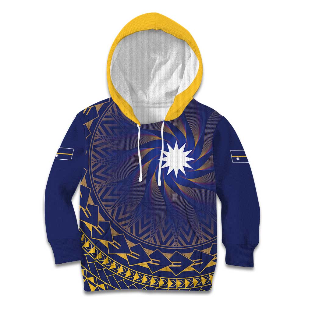 Nauru Angam Day Kid Hoodie Polynesian Tribal Pattern Unique Style LT05 Hoodie Blue - Polynesian Pride