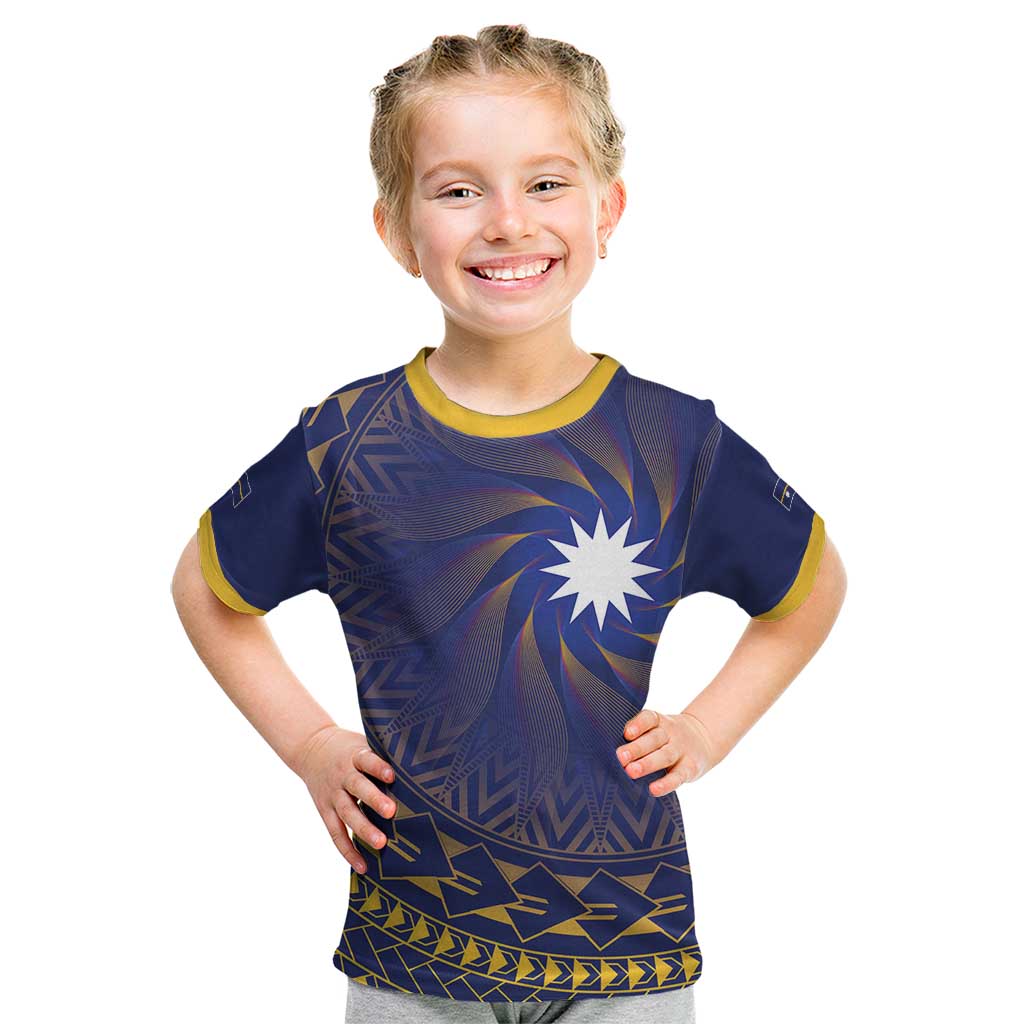 Nauru Angam Day Kid T Shirt Polynesian Tribal Pattern Unique Style LT05 Blue - Polynesian Pride