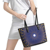 Nauru Angam Day Leather Tote Bag Polynesian Tribal Pattern Unique Style LT05 - Polynesian Pride